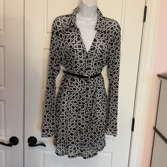 CAMILLE & CO. Black/White Summer/Fall Semi Sheer Dress W/Pockets Sz XL - Picture 1 of 7